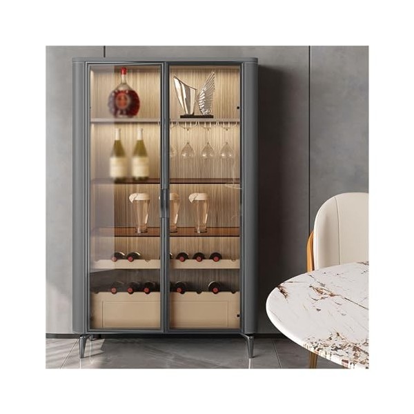 GUERNSEY Armoire à Vin Armoire à vin Moderne, Salon, Maison, Petit Appartement, vitrine Murale, Porte en Verre, Armoire de Ra
