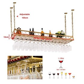 PJQUEKAIPJ Casier à vin, Bar, Restaurant, Suspendu, casier à Verres à vin, Plafond doré, casier à Bouteilles de vin, Porte-Ve