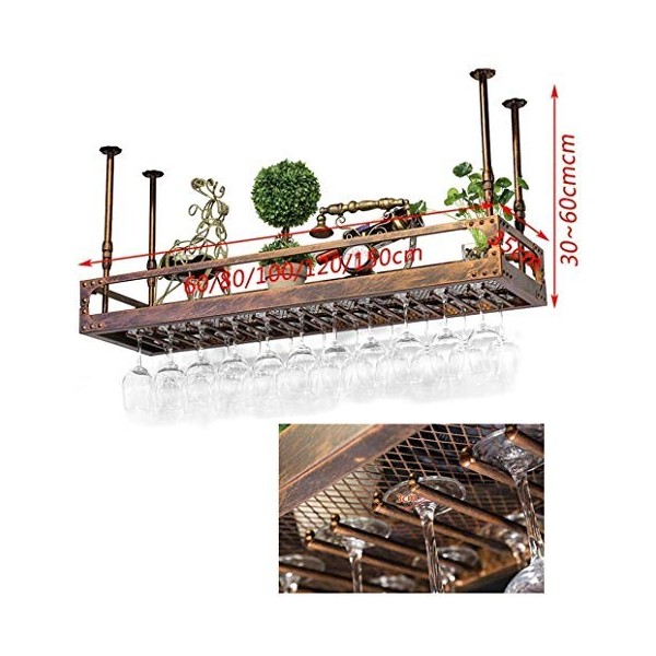 PJQUEKAIPJ Casier à vin, Mural, Bar, Restaurant, casier à Bouteilles de vin, Support de Rangement pour Verres à Pied Suspendu
