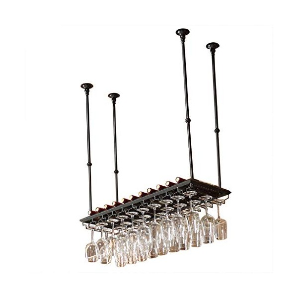 PJQUEKAIPJ Casier à vin, bar, restaurant, suspendu, casier à verres à vin, support de verre à vin au plafond, en fer métalliq