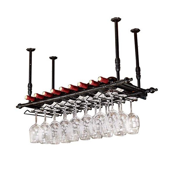 PJQUEKAIPJ Casier à vin, Mural, Bar, Restaurant, casier à Bouteilles de vin, Support en métal forgé rétro en Fer forgé, Suppo