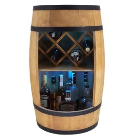 CREATIVE COOPER Baril de baril LED RVB avec support à vin - Casier à vin - Tonneau en bois - Bar de maison - 80 x 50 cm - Déc