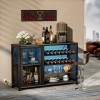 WASAGUN Armoire de bar à vin, armoire à café avec support en verre, armoire de buffet avec 1 porte en maille pour cuisine, sa