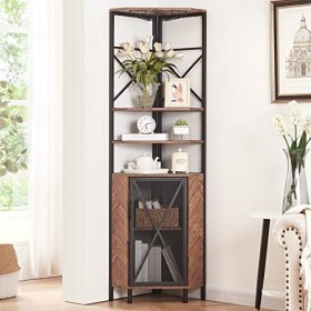 HOMISSUE Étagère dangle à 5 niveaux avec rangement, grande armoire dangle rustique, étagère dangle multifonction avec casi