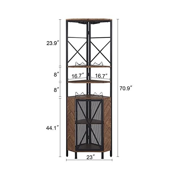 HOMISSUE Étagère dangle à 5 niveaux avec rangement, grande armoire dangle rustique, étagère dangle multifonction avec casi