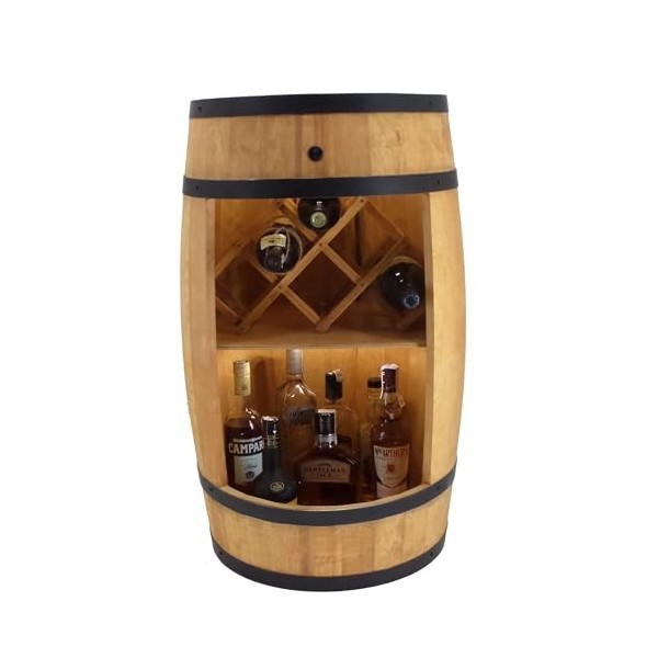 CREATIVE COOPER Baril avec support à vin - Casier à vin LED - Tonneau en bois - 80 x 50 cm - Décoration rustique - Armoire à 