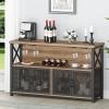 LVB Armoire de bar à café industrielle, armoire de bar à vin de ferme pour boissons alcoolisées et verres, buffet en bois mét