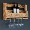 dekorie67 Casier à vin en Bois Vino avec Porte-Verre Vintage Shabby White