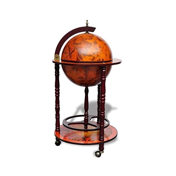VidaXL 101,6&nbsp;cm Wood Globe Vin Barre de Support 16ème siècle Italien de Liqueur Bouteille étagère