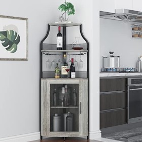GAOMON Meuble dangle pour bar à vin avec casier à vin amovible, armoire de bar avec porte-verre, petit buffet et buffet avec