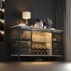 QNICE Armoire de bar industrielle à vin / Armoire à café à porte coulissante de 139,7 cm / Buffet de ferme avec casier à vin 