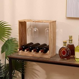 HUOLE Casier à vin, 40 * 18 * 40cm Porte-Bouteille de vin étagère à vin Organisateur de Stockage de vin casier à vin Bois de 