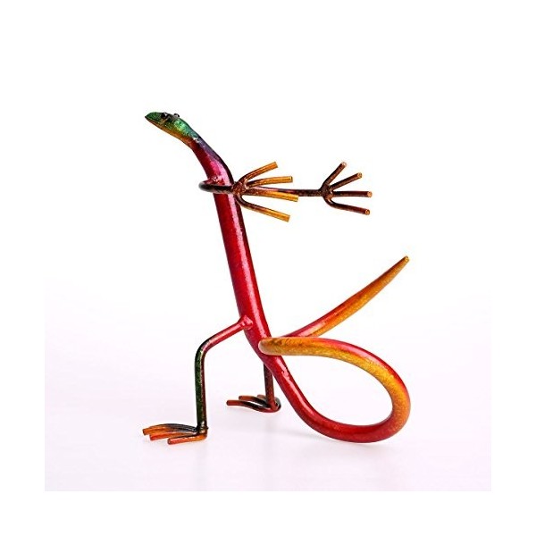 Tooarts Gecko Casier à Vin en Métal Casier à Bouteille Sculpture Décoration Artisanat de Décoration