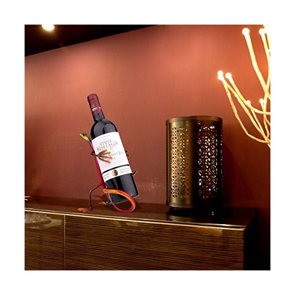 Tooarts Gecko Casier à Vin en Métal Casier à Bouteille Sculpture Décoration Artisanat de Décoration