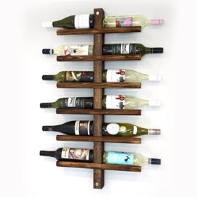 Casier à vin - 12 bouteilles - Support mural en bois massif - Cadeau pour les amateurs de vin - Rangement mural pour bouteill