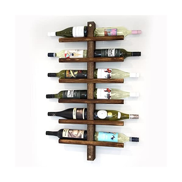 Casier à vin - 12 bouteilles - Support mural en bois massif - Cadeau pour les amateurs de vin - Rangement mural pour bouteill