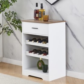 Porte-Bouteilles - Armoire à vin - Armoire à vin 8 Bouteilles avec tiroir - Armoire à vin indépendante - Naturel, Bois - Armo