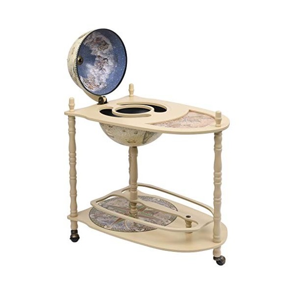 pedkit Support de Vin Autoportant Globe Bar de Salon avec Table Bois deucalyptus Vert