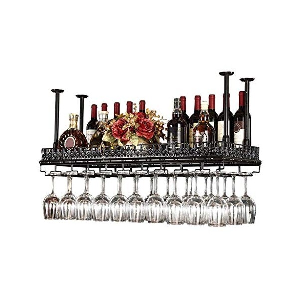 CCFENG Upside casier à vin vers Le Bas, Porte décoration de Plafond, adapté for Bar, Restaurant, Cuisine, Fer de Style Simple