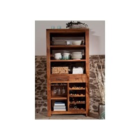 MASSIVMOEBEL24.DE Étagère à vin - Bois Massif dacacia laqué - Shaman 76