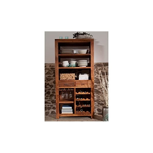 MASSIVMOEBEL24.DE Étagère à vin - Bois Massif dacacia laqué - Shaman 76