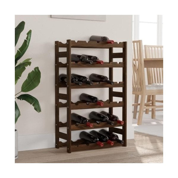 vidaXL Casier à Bouteilles pour 30 Bouteilles Marron Bois pin Solide