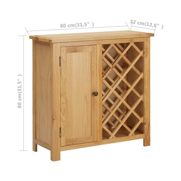 VidaXL Cave à vin pour 11 Bouteilles en chêne Massif 80 x 32 x 80 cm