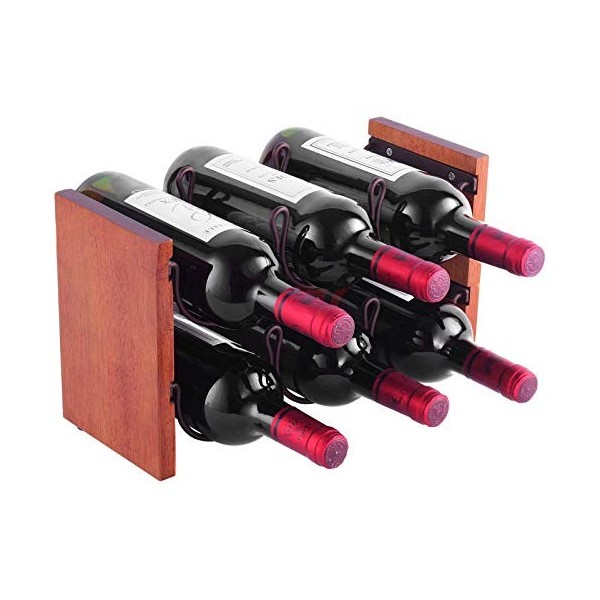 ELzEy Casier à vin de Table en Bois, Pas Besoin de laccrocher au Mur, Peut contenir 6 Bouteilles, idéal pour Armoire, Bar, C