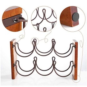 ELzEy Casier à vin de Table en Bois, Pas Besoin de laccrocher au Mur, Peut contenir 6 Bouteilles, idéal pour Armoire, Bar, C