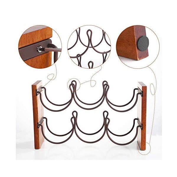 ELzEy Casier à vin de Table en Bois, Pas Besoin de laccrocher au Mur, Peut contenir 6 Bouteilles, idéal pour Armoire, Bar, C