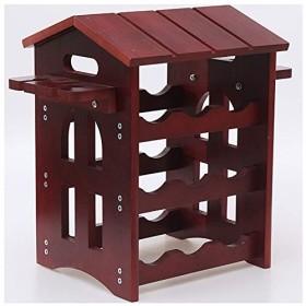 ELzEy Casier à vin Mural en Bois pour la Maison, Support à vin Vintage à 3 Couches avec Porte-Verre à 4 tiges, Couleur vin Na