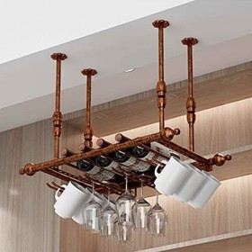 KAZUP Casier à vin suspendu Porte-verre à vin Porte-verre à vin À lenvers Casier à vin Style simple Fer suspendu Porte-verre