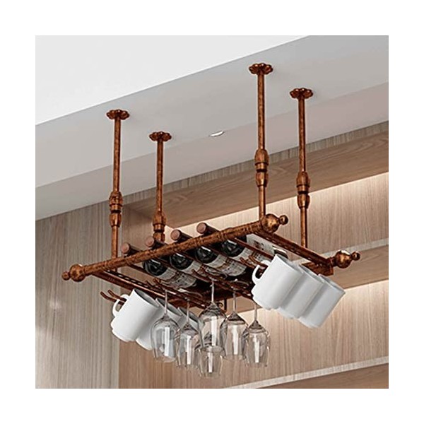 KAZUP Casier à vin suspendu Porte-verre à vin Porte-verre à vin À lenvers Casier à vin Style simple Fer suspendu Porte-verre