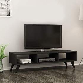 [en.casa] Meuble TV de Salon à 3 Compartiments de Stockage Support Banc Télé avec Espaces de Rangement Panneau de Particules 