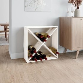 AJJHUUKI Armoires & Rangement Meuble à vin Blanc 62 x 25 x 62 cm Bois massif Meuble en pin