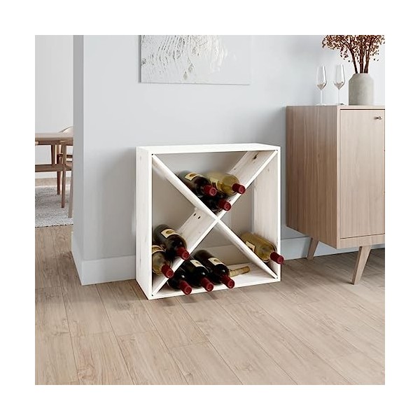TEKEET Armoire à vin et spiritueux en pin massif Blanc 62 x 25 x 62 cm