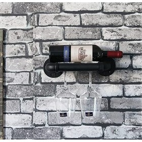 ELzEy Style Industriel Rétro Pipe À Eau Style Casiers À Vin Loft Montage Mural Suspendu Présentoir À Vin Gobelet Support À Ve