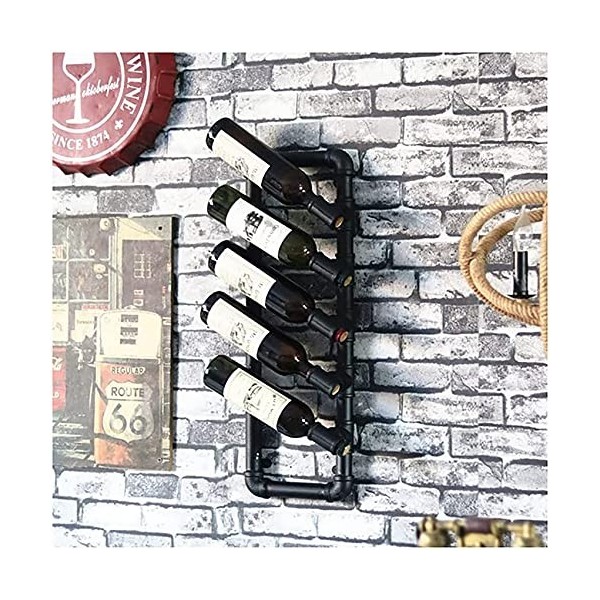 ELzEy Style Industriel Rétro Pipe À Eau Style Casiers À Vin Loft Montage Mural Suspendu Présentoir À Vin Gobelet Support À Ve