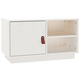 CIADAZ Meuble TV Blanc 70x34x40 cm Bois de pin Massif,Meuble TV,Meuble TV Moderne,Meuble de Salon