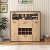 Sunny Living Meuble de Rangement, Buffet, Armoire à vin élégante avec Double Porte, étagère en Verre et Support à vin