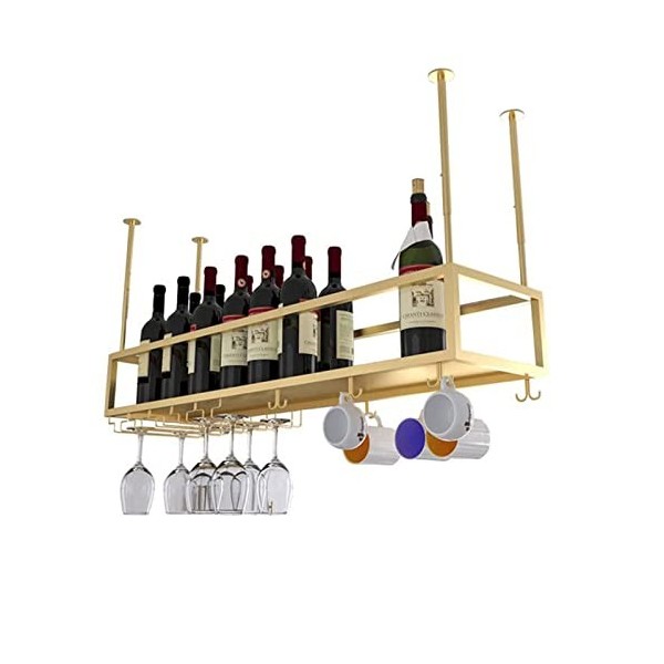 KAZUP Casier à vin, bar, restaurant, casier à verres à vin, porte-verres à pied suspendu au plafond, porte-bouteille de vin e