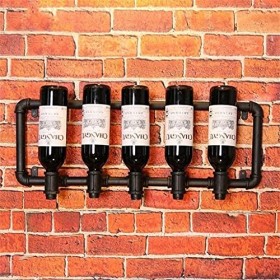 Étagère à vin Porte-Bouteille rétro Mural casier à vin en métal Fer Conception de Conduite deau Suspendu casier à Bouteilles