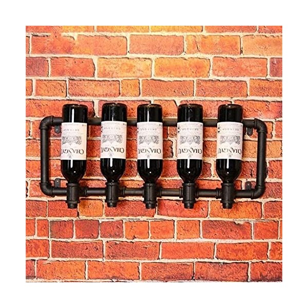 Étagère à vin Porte-Bouteille rétro Mural casier à vin en métal Fer Conception de Conduite deau Suspendu casier à Bouteilles
