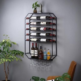 AARONG Casier à vin autoportant Armoires Porte-vin Mural Présentoir à vin Mural en métal, casier à vin casier à Verre à vin M