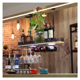 KAZUP Casier à vin réglable en hauteur, comptoir de bar en fer, support à vin suspendu, armoire murale à lenvers, armoire à 