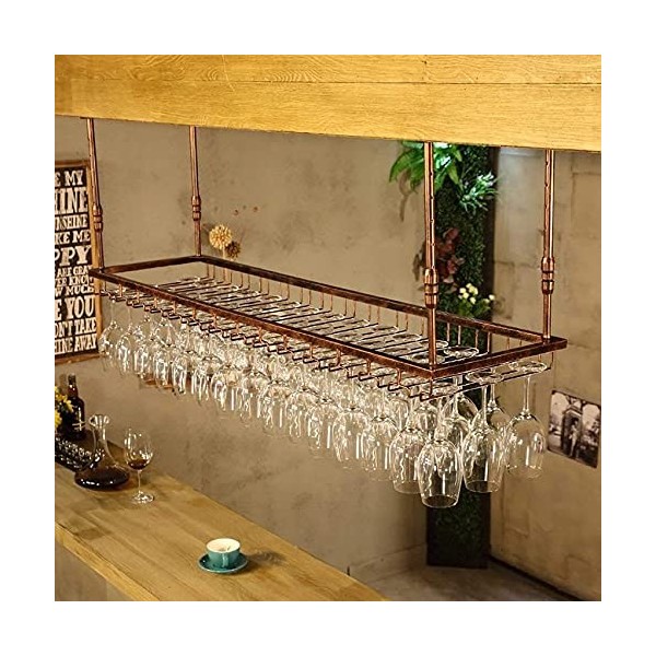 ELzEy Étagère de décoration de plafond de support de verre à vin suspendu en fer pour bars, porte-gobelet à vin rouge suspend