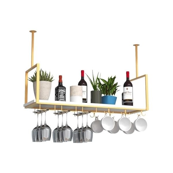 KAZUP Casier à verres à vin Casier à vin Support pour dispositif de suspension, étagère suspendue au plafond LOFT Bar Support
