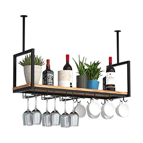 KAZUP Casier à verres à vin Casier à vin Support pour dispositif de suspension, étagère suspendue au plafond LOFT Bar Support