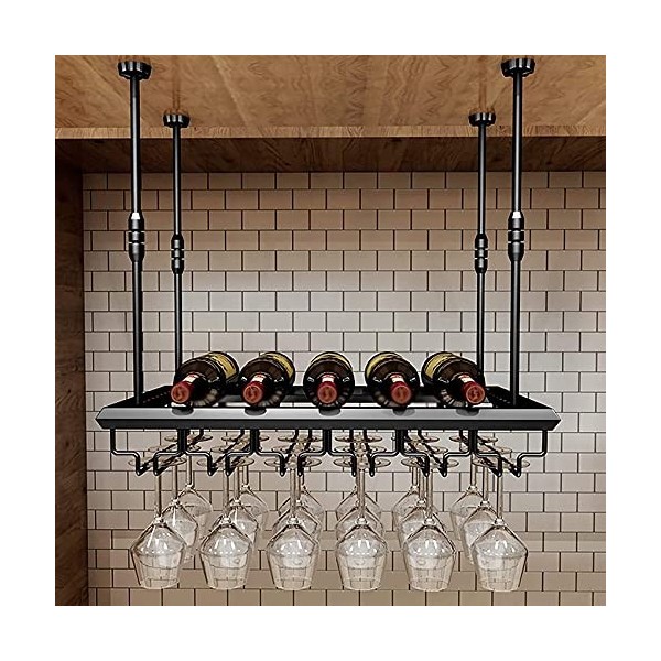 ELzEy Casier à vin Suspendu en métal, étagère à Bouteilles de vin Rouge en Fer/Support à Tasses à vin Suspendu, Hauteur de fl