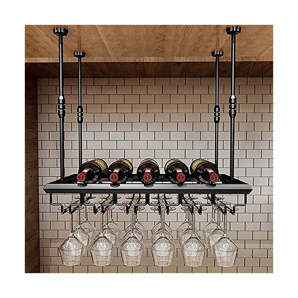 ELzEy Casier à vin Suspendu en métal, étagère à Bouteilles de vin Rouge en Fer/Support à Tasses à vin Suspendu, Hauteur de fl
